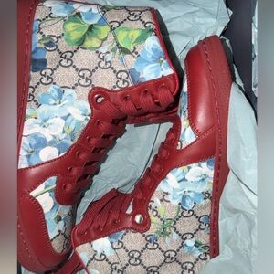 Gucci Red and Blue Floral Sneakers